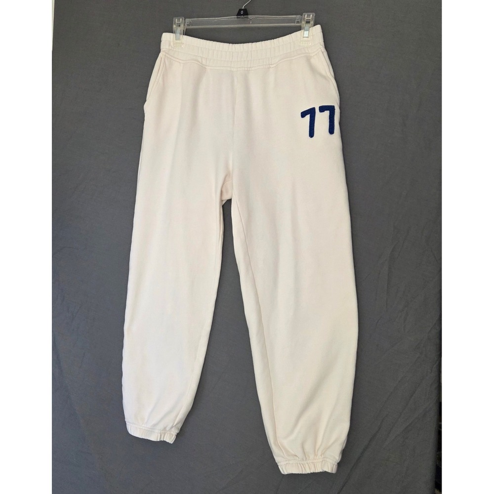 American Eagle Cream Graphic Fleece Joggers Sweatpants - Size M